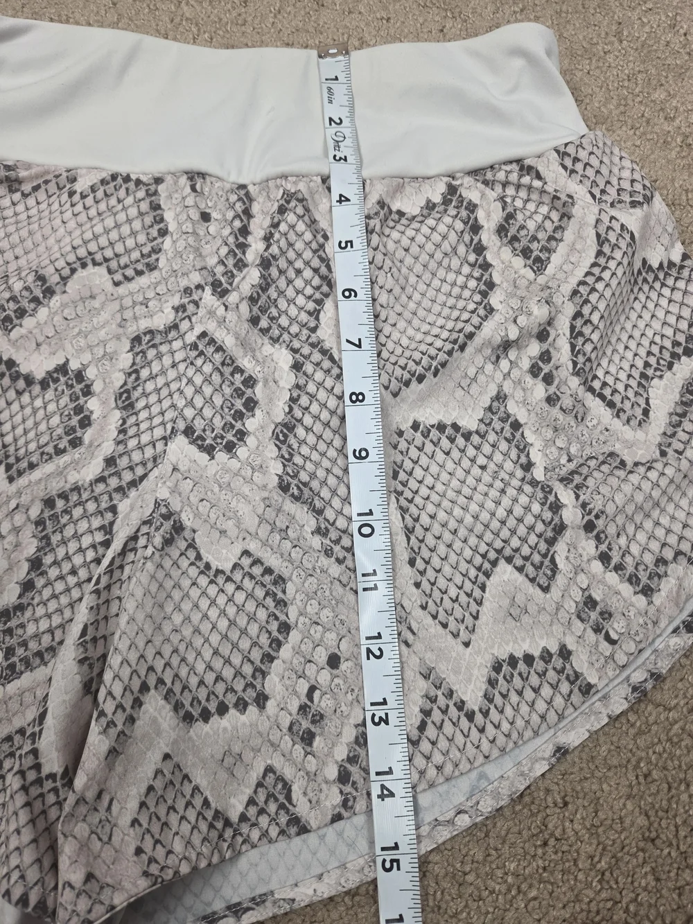 Varley Snake Print Performance Shorts in Light Gray and White